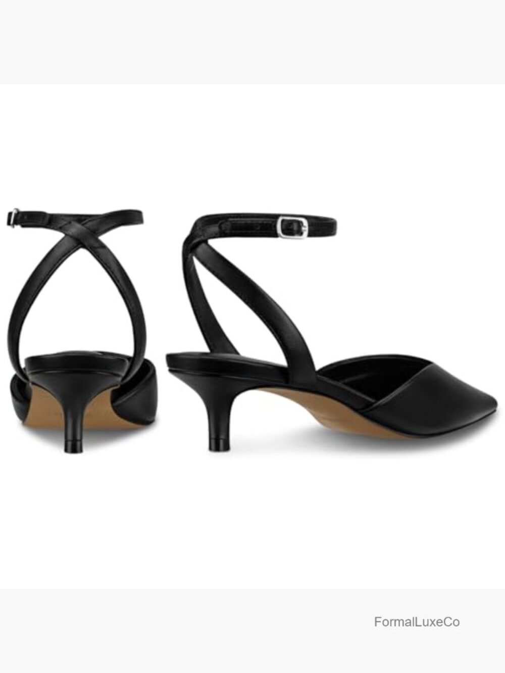 Women's Pointed Toe Kitten Heel Pumps - Comfortable Low Heel Dress Shoes for - Picture 5 of 7